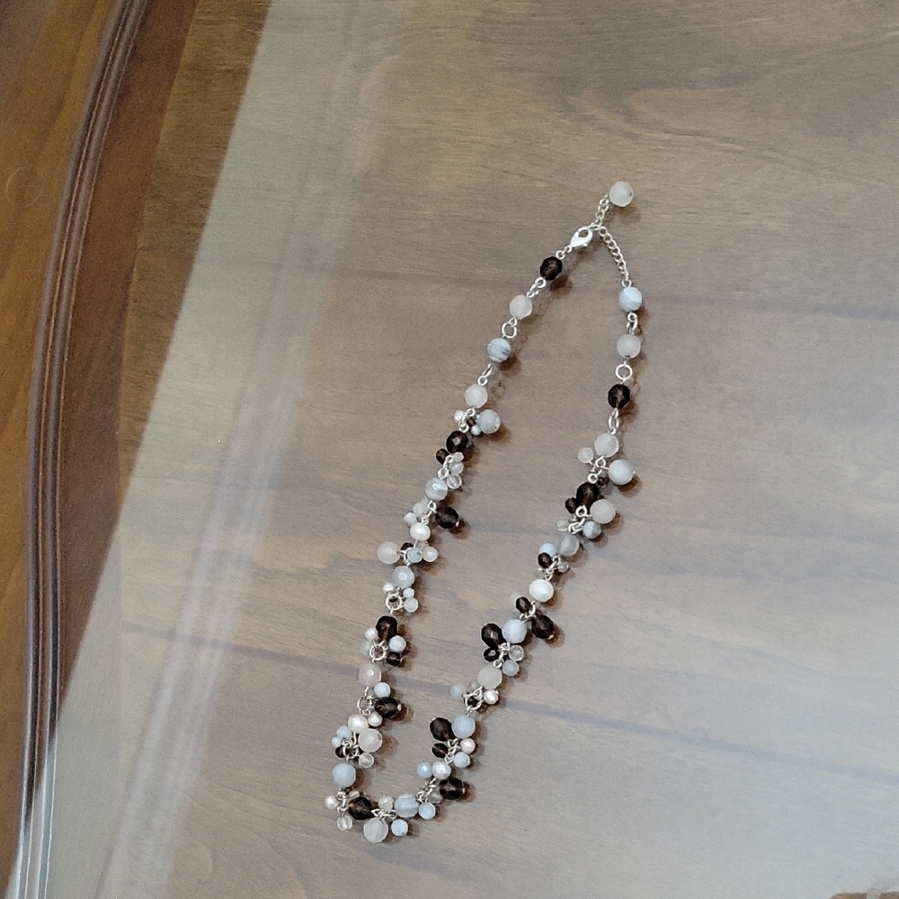 Source Unknown Black and White Beaded Necklace